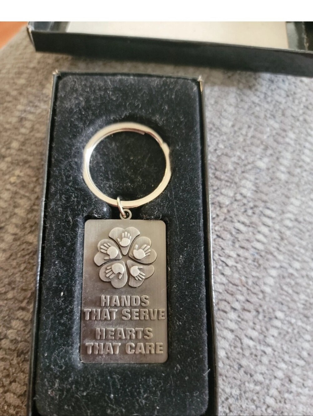 Key Ring “ Hands That Serve Hearts That Care” In Gift Box